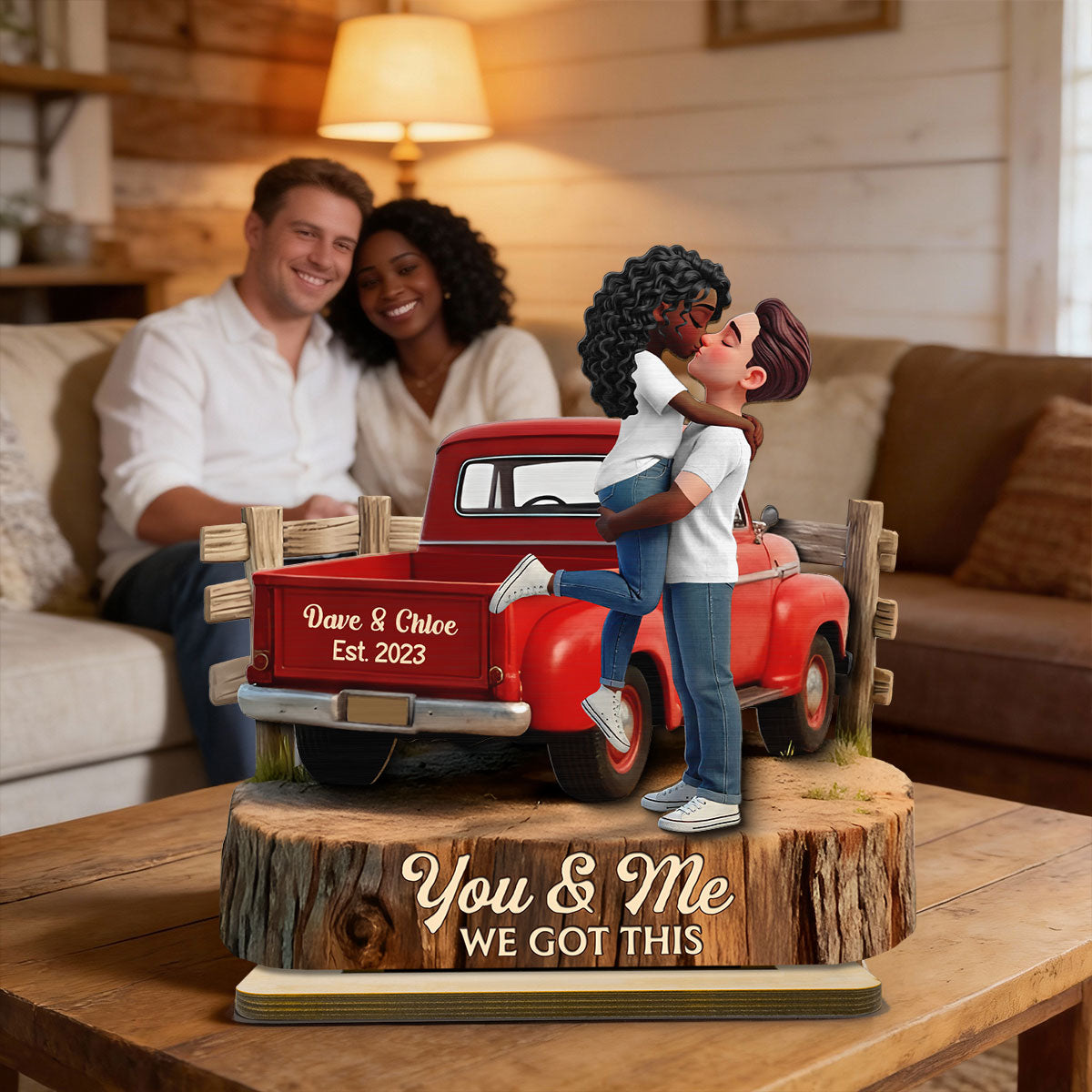 Romantic Couple Pickup Truck You & Me We Got This - Personalized 2-Layered Wooden Plaque - Gift For Couple, Farmhouse Decor