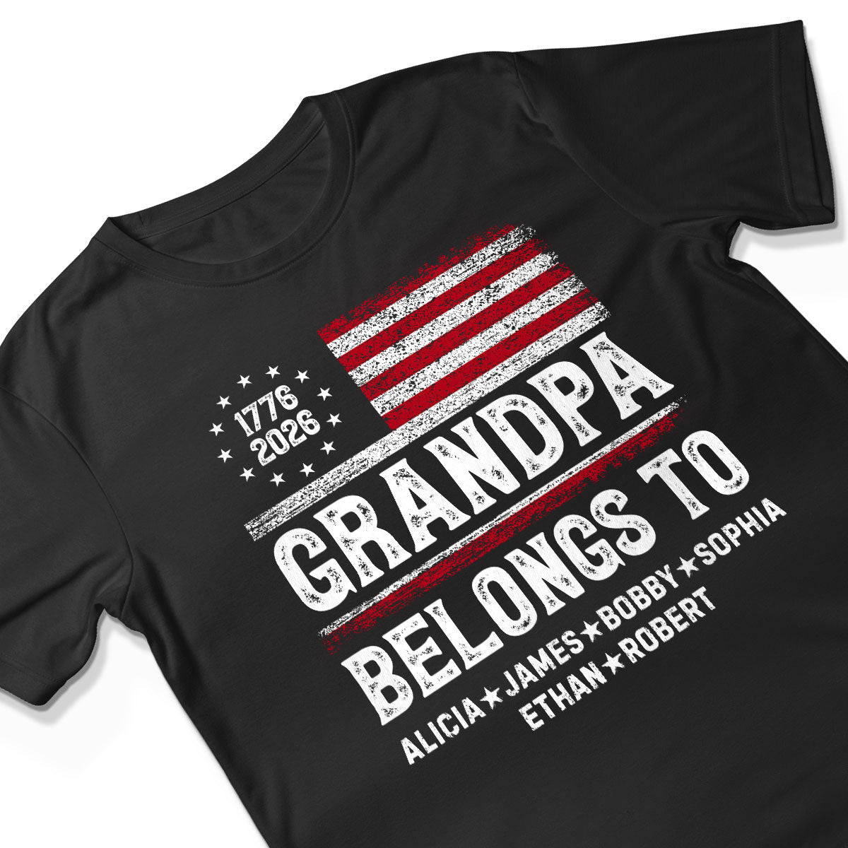 Proud American Grandpa Custom Kids Names Nation Flag American 250th Anniversary - Personalized Shirt - Father's Day Gift For Dad, Grandpa