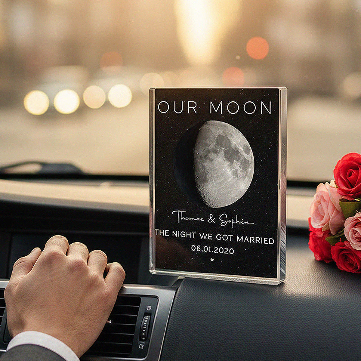 Our Moon Special Day Custom Moon Phase - Personalized Acrylic Block Plaque - Valentine's Day Gift For Couple