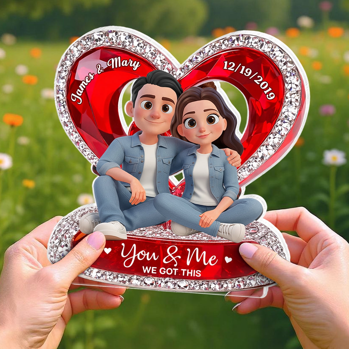 Couple Eternal Love 3D Shiny Effect - Personalized Acrylic Block Plaque - Heartfelt Valentine's Day Gift for Her, for Him