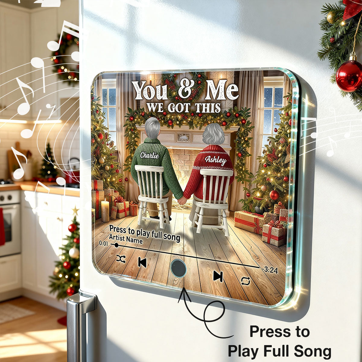 Couple Growing Old Together Christmas - Personalized Music Fridge Magnet - Christmas Gift For Couple