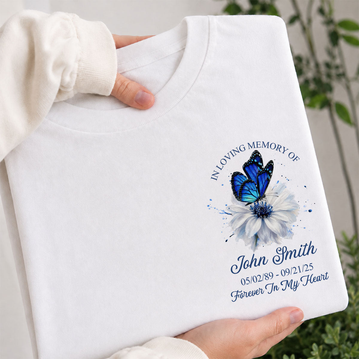 Memorial Butterfly Forever In My Heart - Personalized Shirt - Remembrance Gift