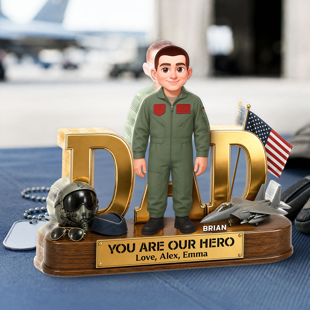 Proud American Air Force Dad You Are Our Hero - Personalized Acrylic Block Plaque -  Gift For Dad