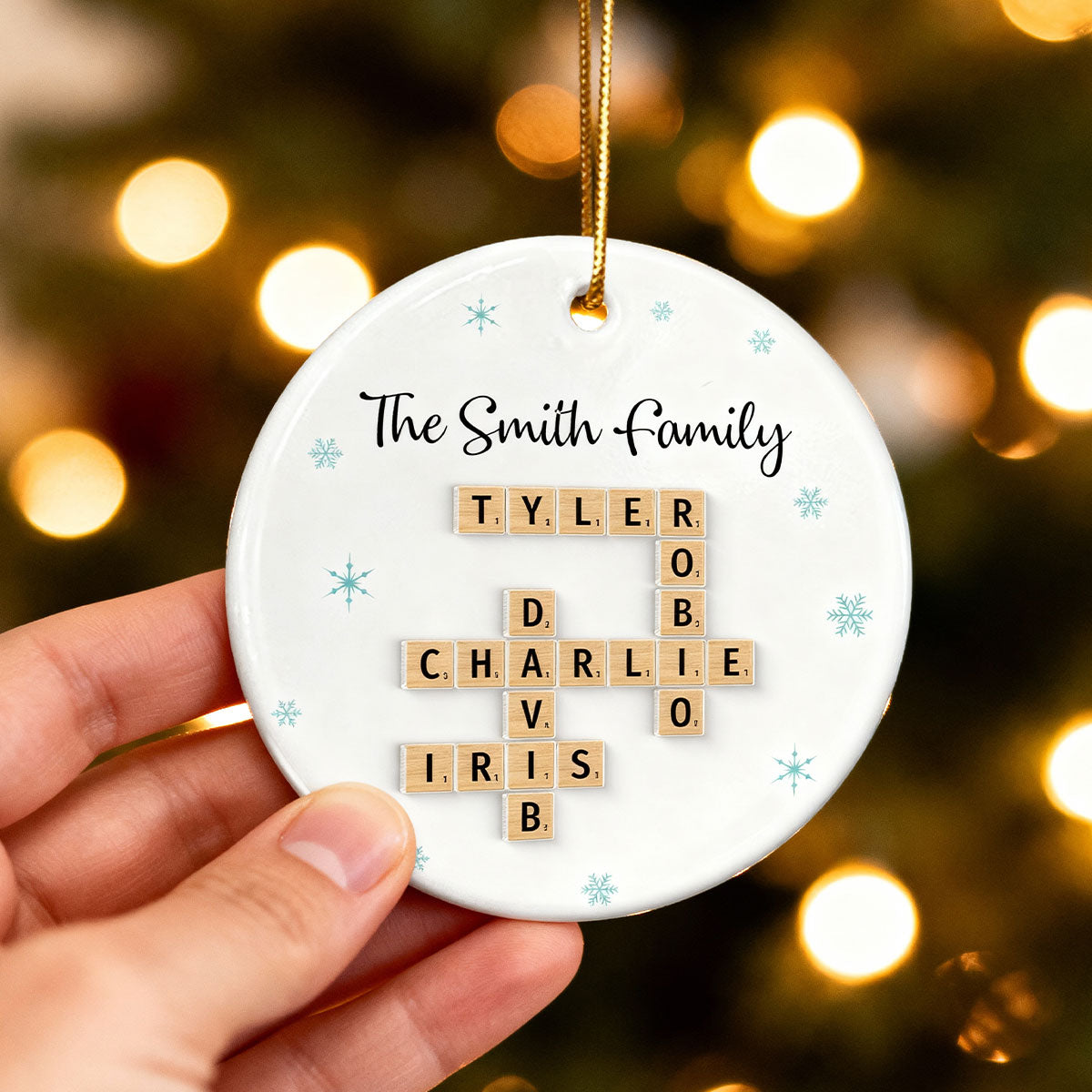 Family Crossword - Personalized Ceramic With Acrylic Ornament - Unique Christmas Gift For Family