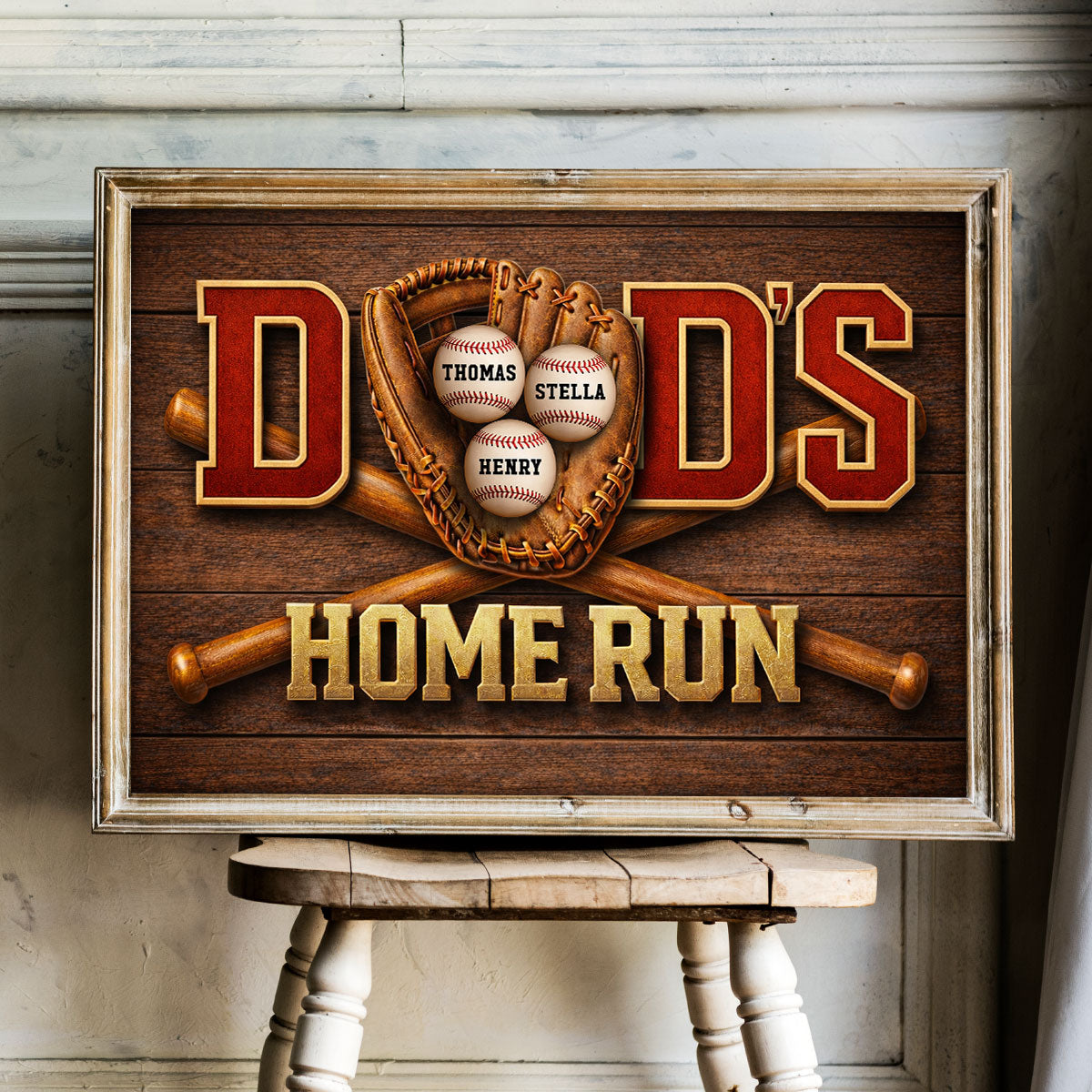 Baseball Dad Home Run - Personalized Poster - Father's Day Gift For Dad