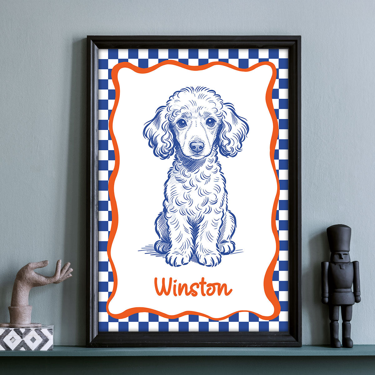 Custom Doodle Dog Portrait Minimalist, Unique Dog Art - Personalized Poster - Retro Pet Prints Gift
