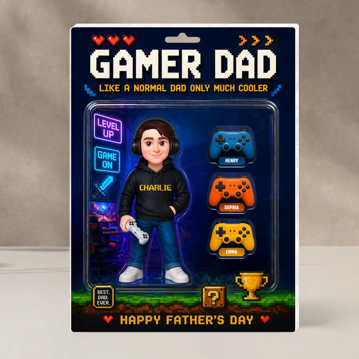 Gamer Dad More Cooler - Personalized Acrylic Block Plaque -  Gift For Gamer Dad, Husband