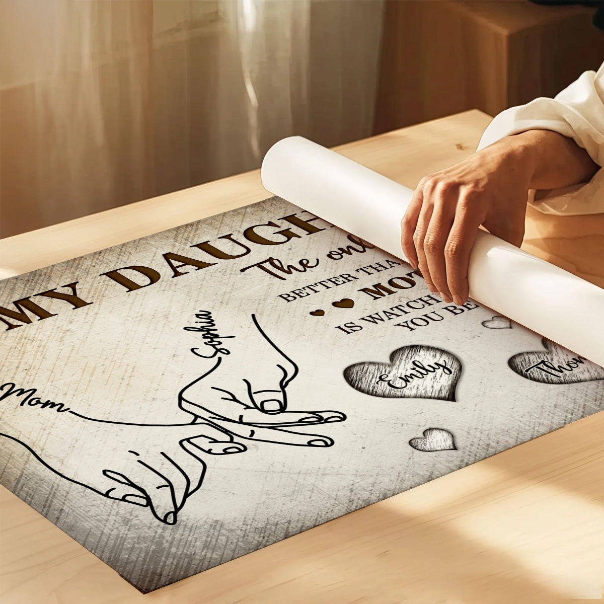 To My Daughter Mom And Daughter Holding Hands Custom Kids Names - Personalized Poster - Mother's Day Gift For Daughter
