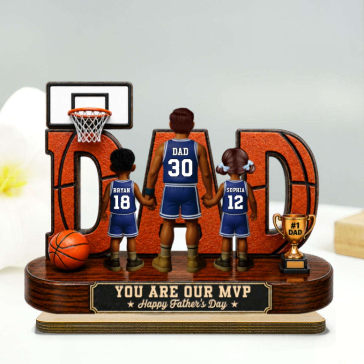 Basketball Dad Legend You Are Our MVP - Personalized 2-Layered Wooden Plaque -  Gift For Dad