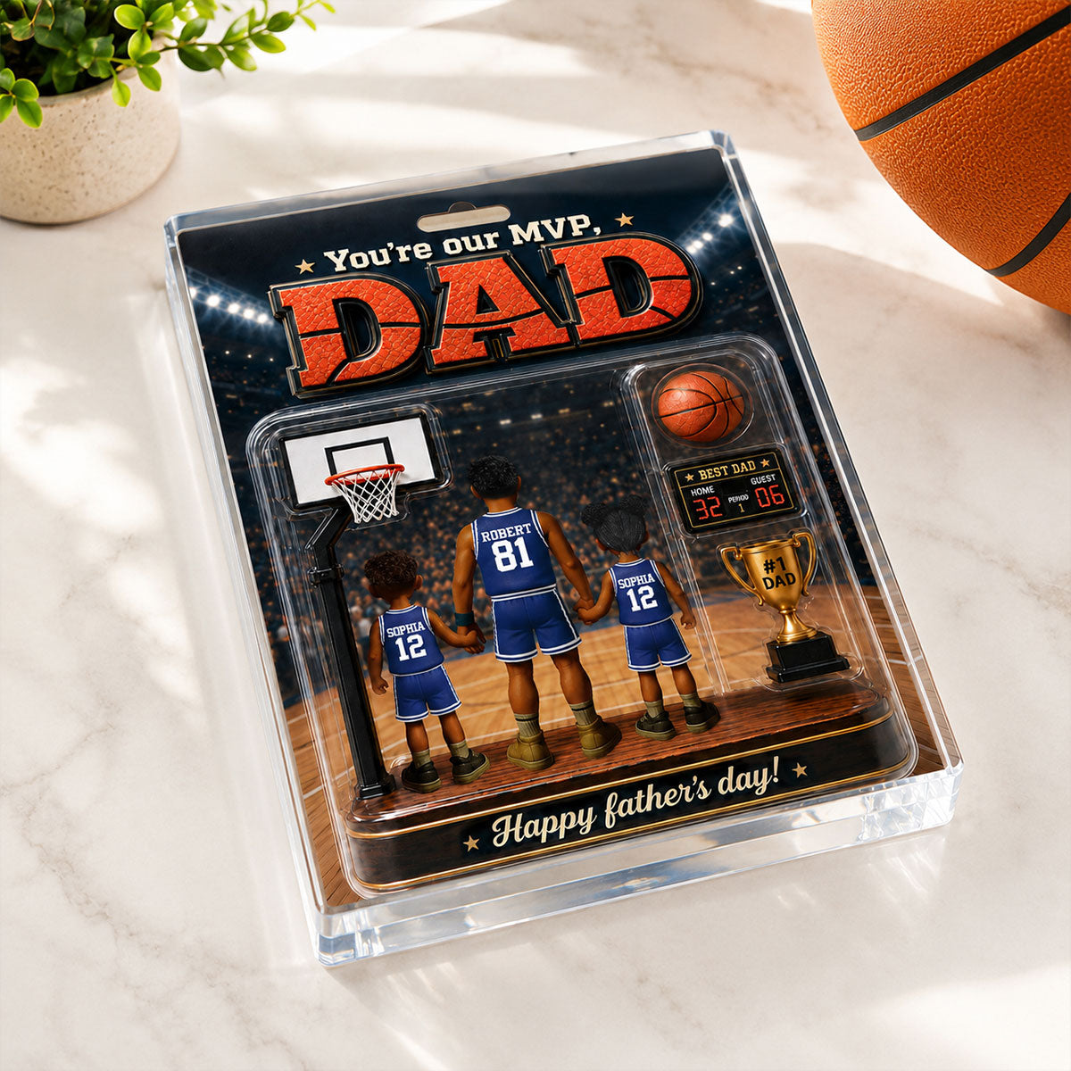 You Are Our MVP Basketball Dad, Custom Action Figure - Personalized Acrylic Block Plaque -  Gift for Dad, Husband