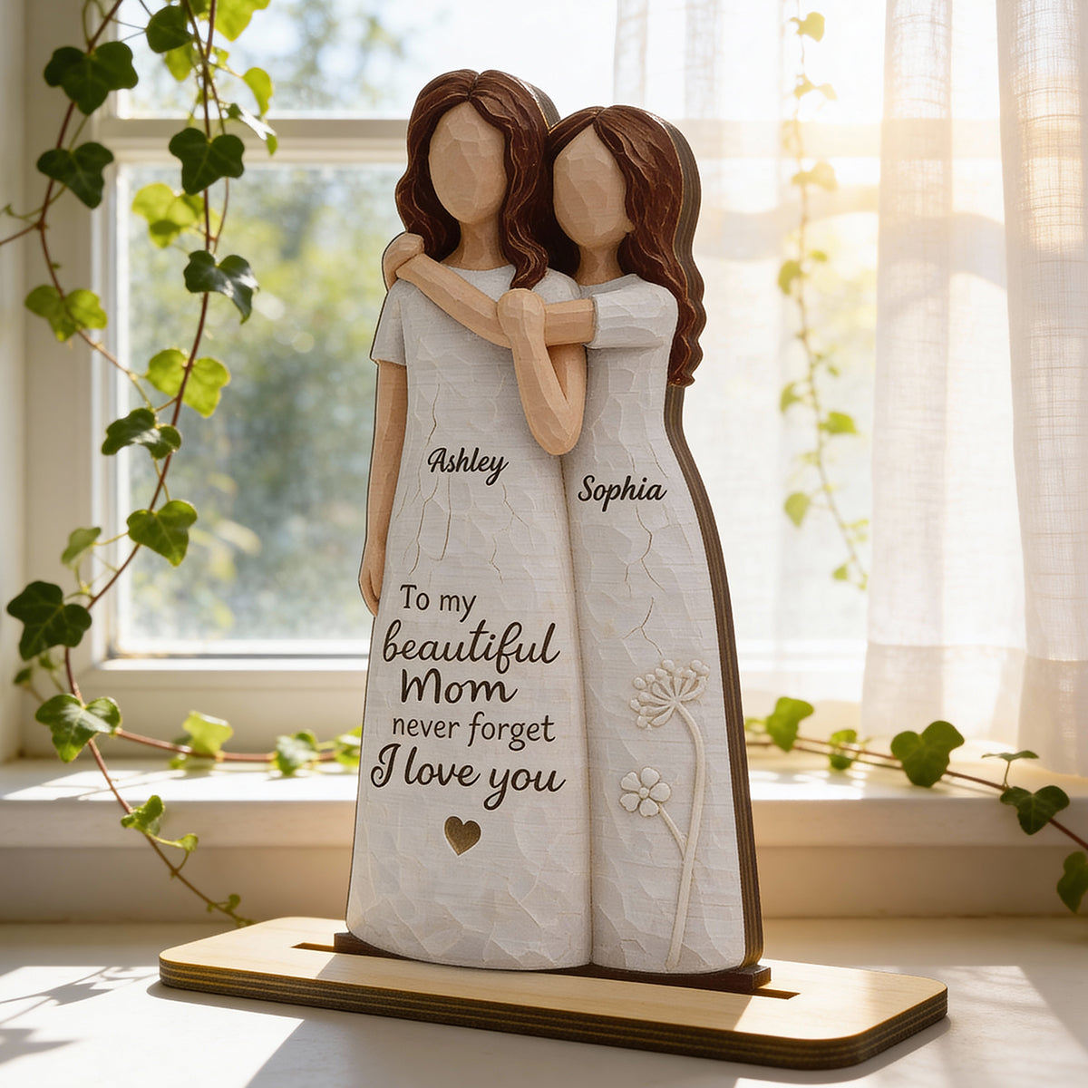 To My Beautiful Mom Never Forget I Love You - Personalized 2-Layered Wooden Plaque - Mother's Day Gift for Mom