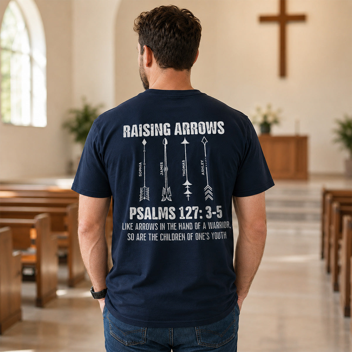 Raising Arrows Custom Kids Names - Personalized Shirt - Father's Day Gift For Christian Dad