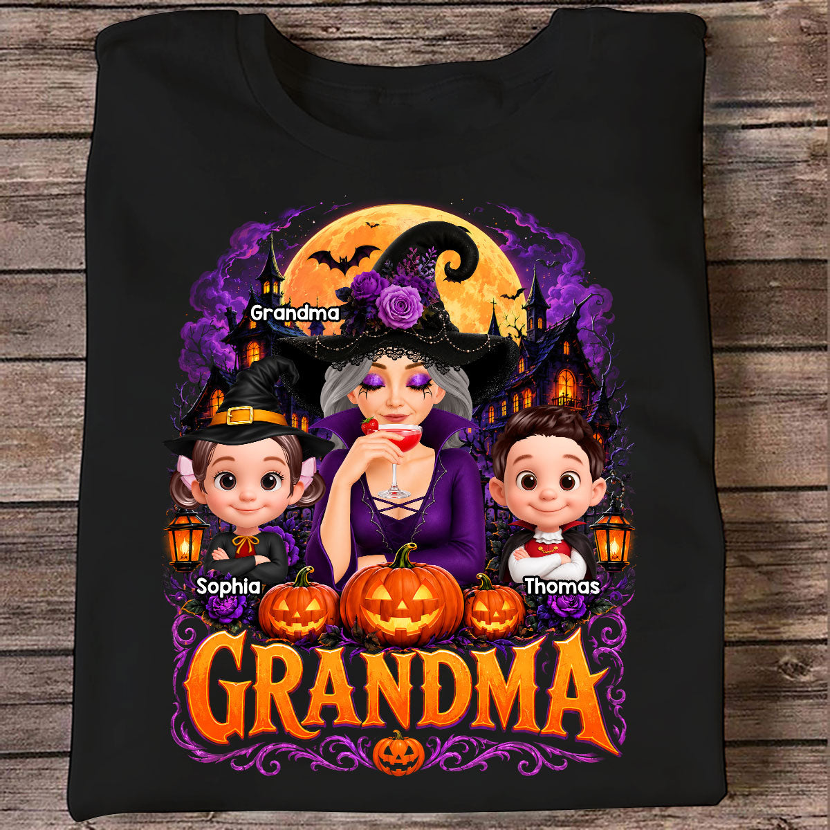 Grandma Witch Magical - Personalized Shirt - Trendy Halloween Tee for Grandma