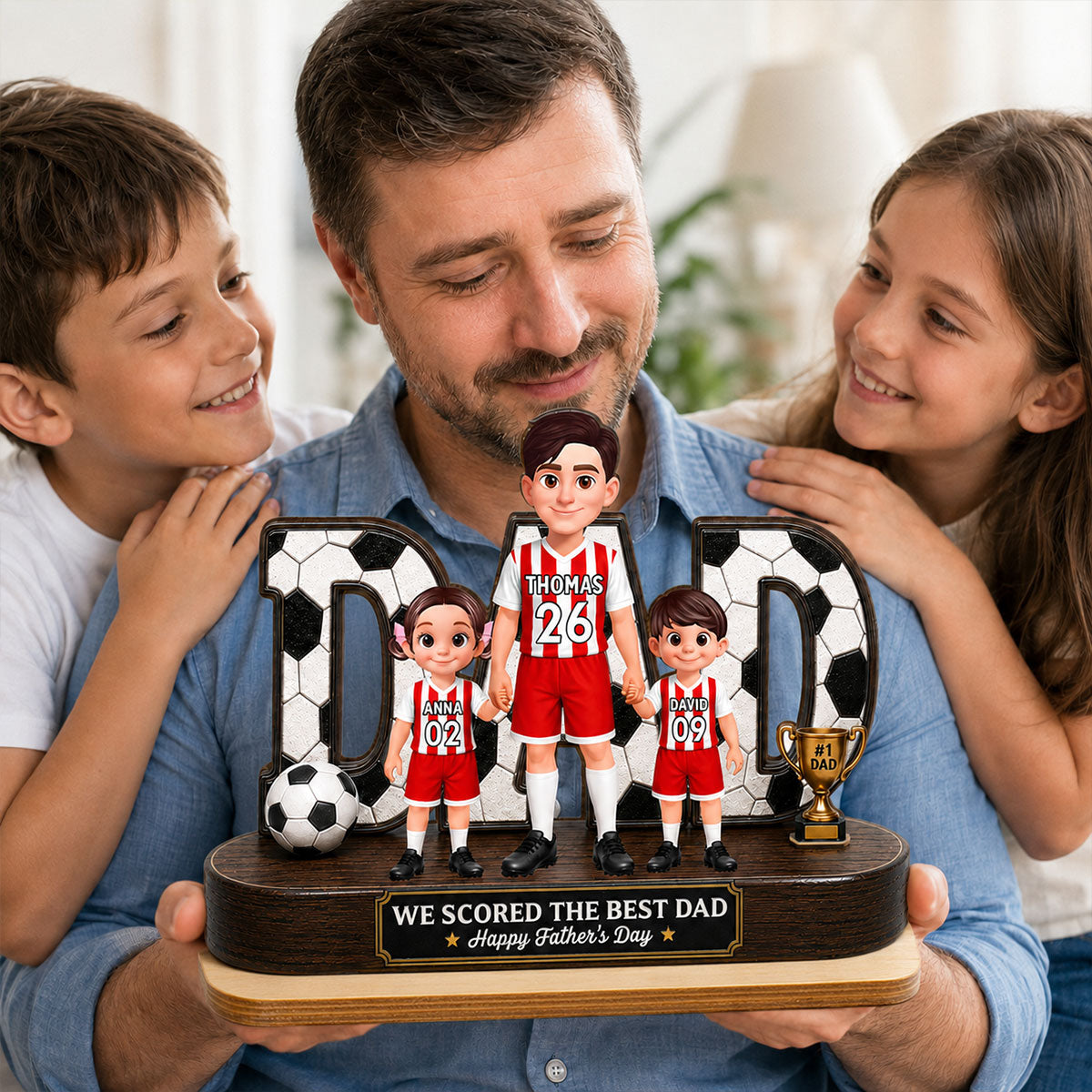 Soccer Dad Legend We Scored The Best Dad - Personalized 2-Layered Wooden Plaque -  Gift For Dad, Husband, Soccer Lovers
