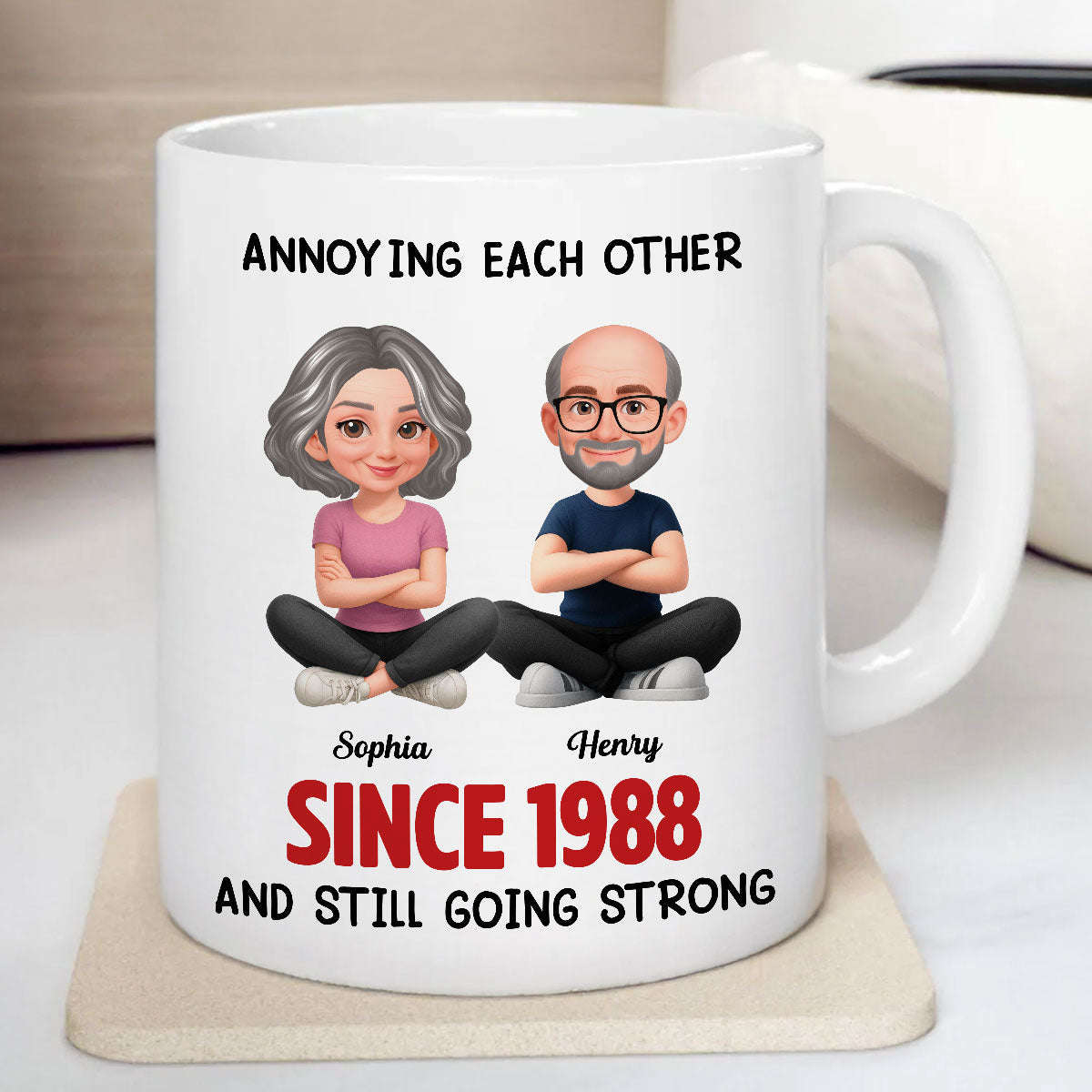 Old Funny Couple Annoying Each Other and Still Going Strong - Personalized Mug - Christmas Gift for him, for her