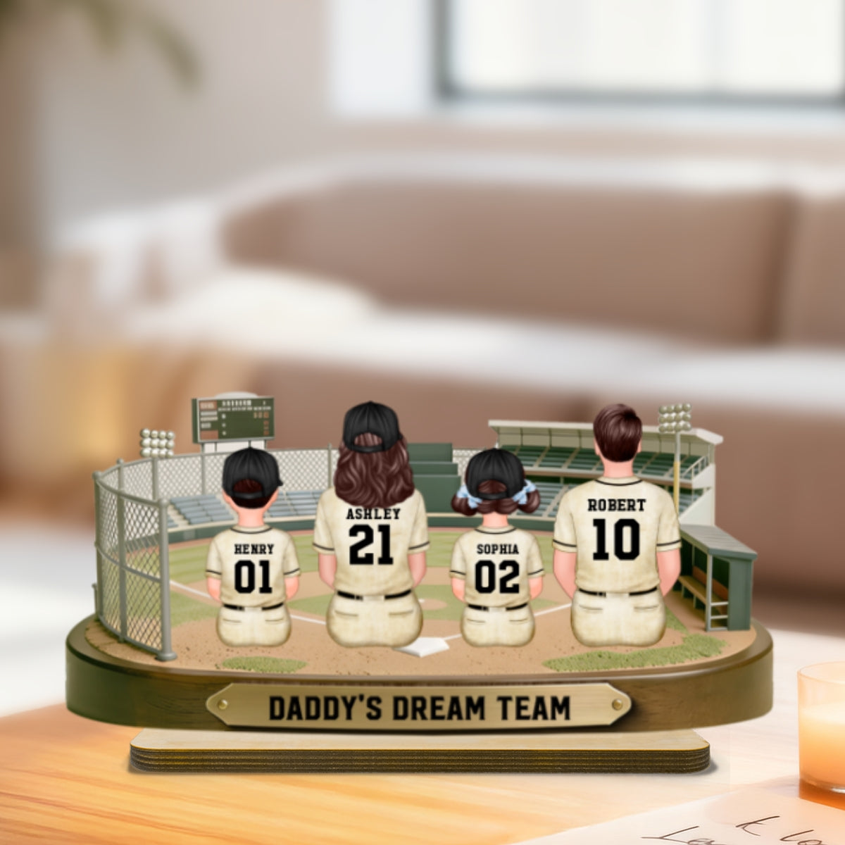 Baseball Family Daddy's Mommy's Dream Team - Personalized 2-Layered Wooden Plaque -  Gift For Baseball Dad, Mom
