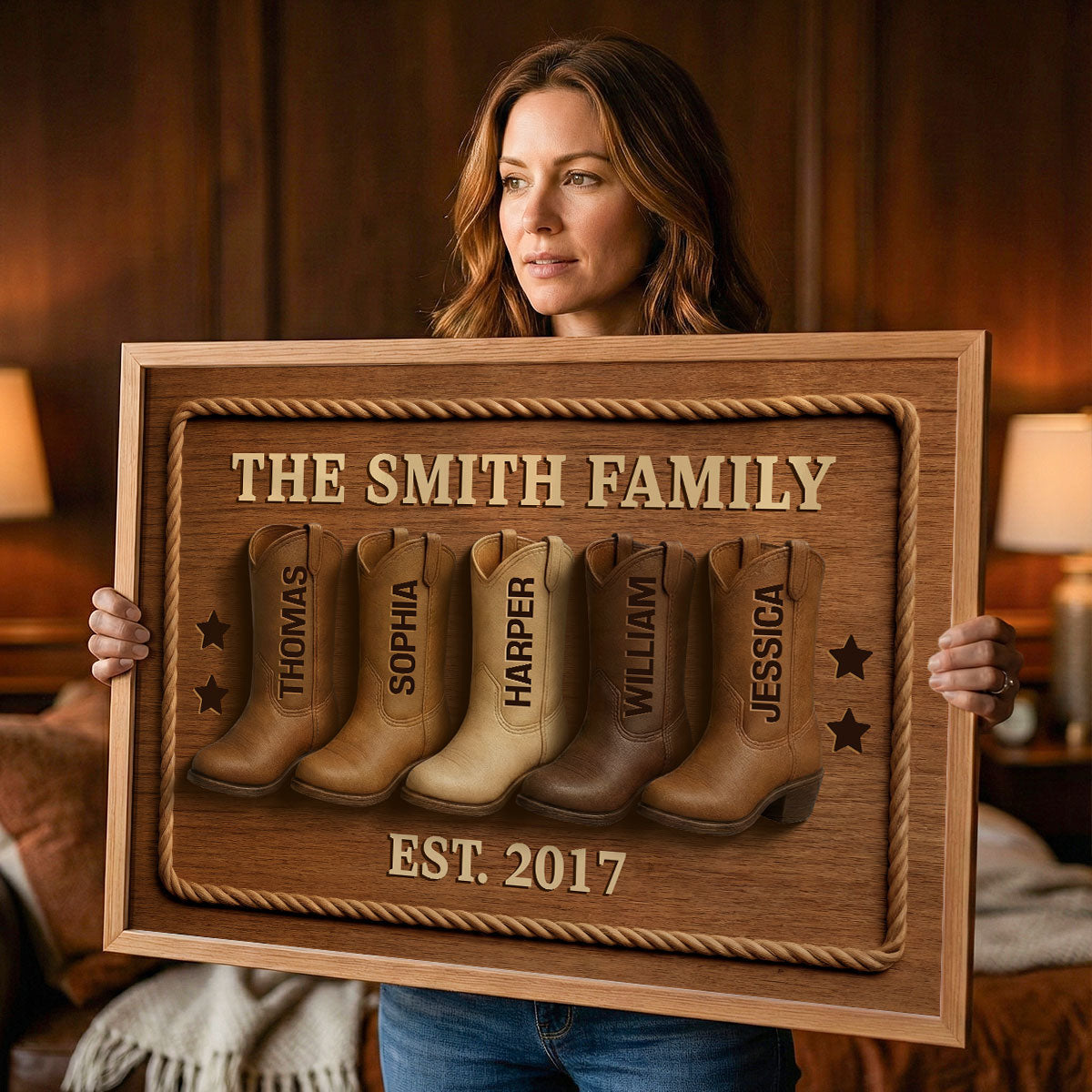 Family Cowboy Boots - Personalized Poster - Gift For Family