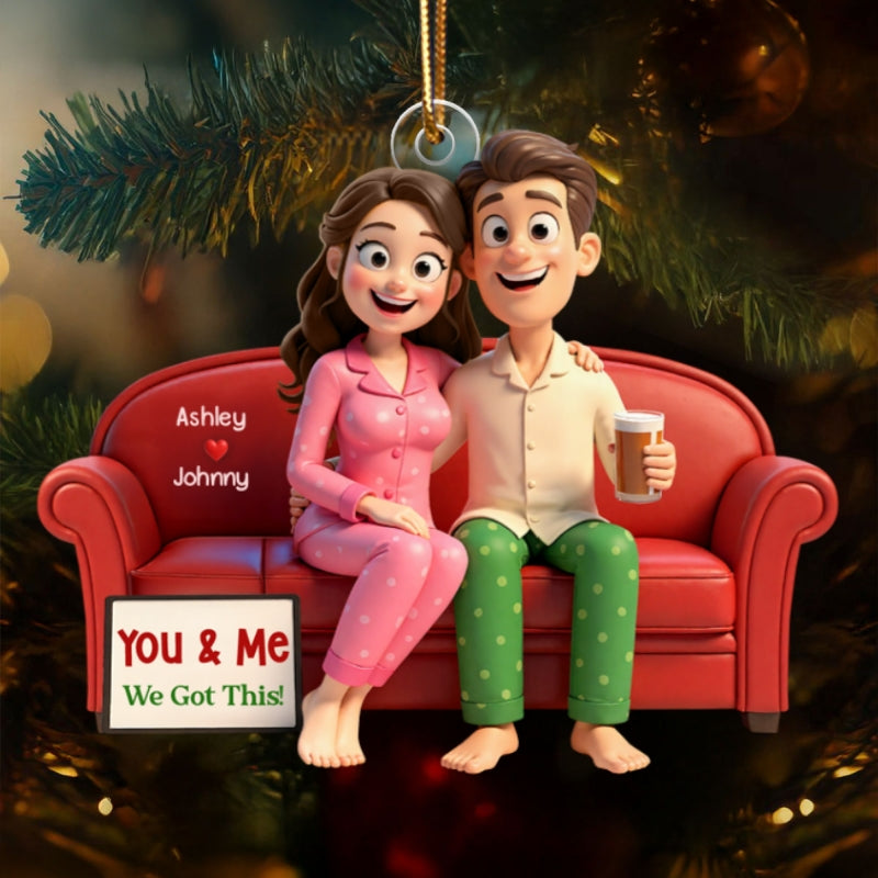 Cartoon Couple You & Me We Got This - Personalized Acrylic Ornament - Christmas Gift for him, Gift for her