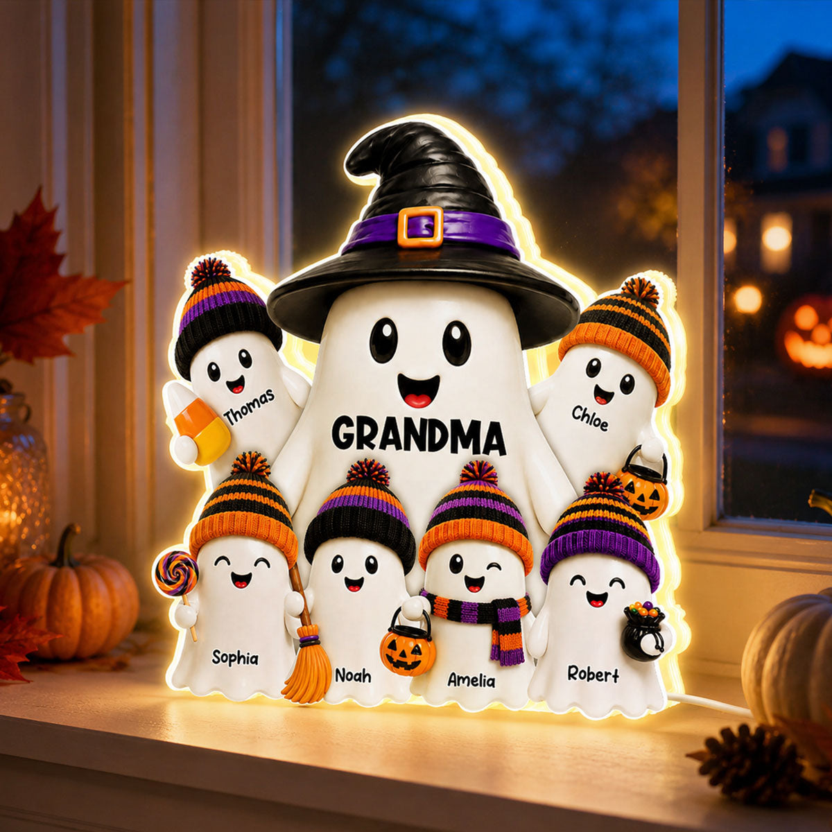 Mysterical Grandma's Boo Crew - Personalized Light Box - Halloween Decoration For Grandma