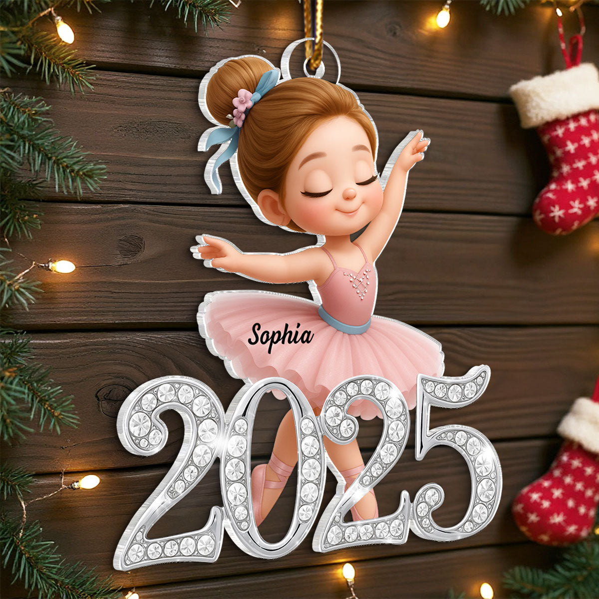 2025 Shining Effect Ballerina Girl - Personalized Acrylic Ornament - Christmas Gift for Kids, Grandkids