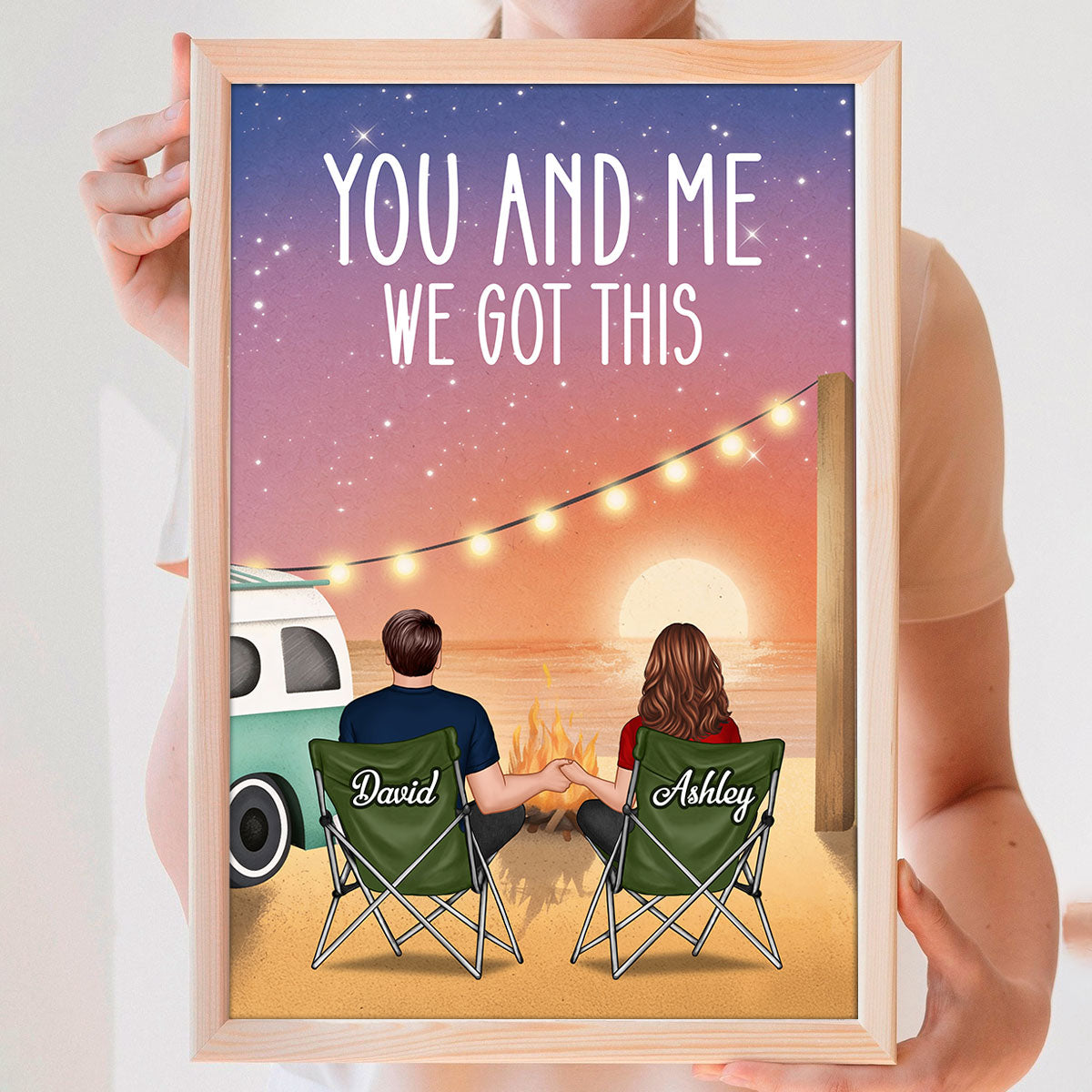 A World To See Couple Sitting At Beach - Personalized Poster - Heartfelt Valentine, Anniversary Gift For Him, For Her