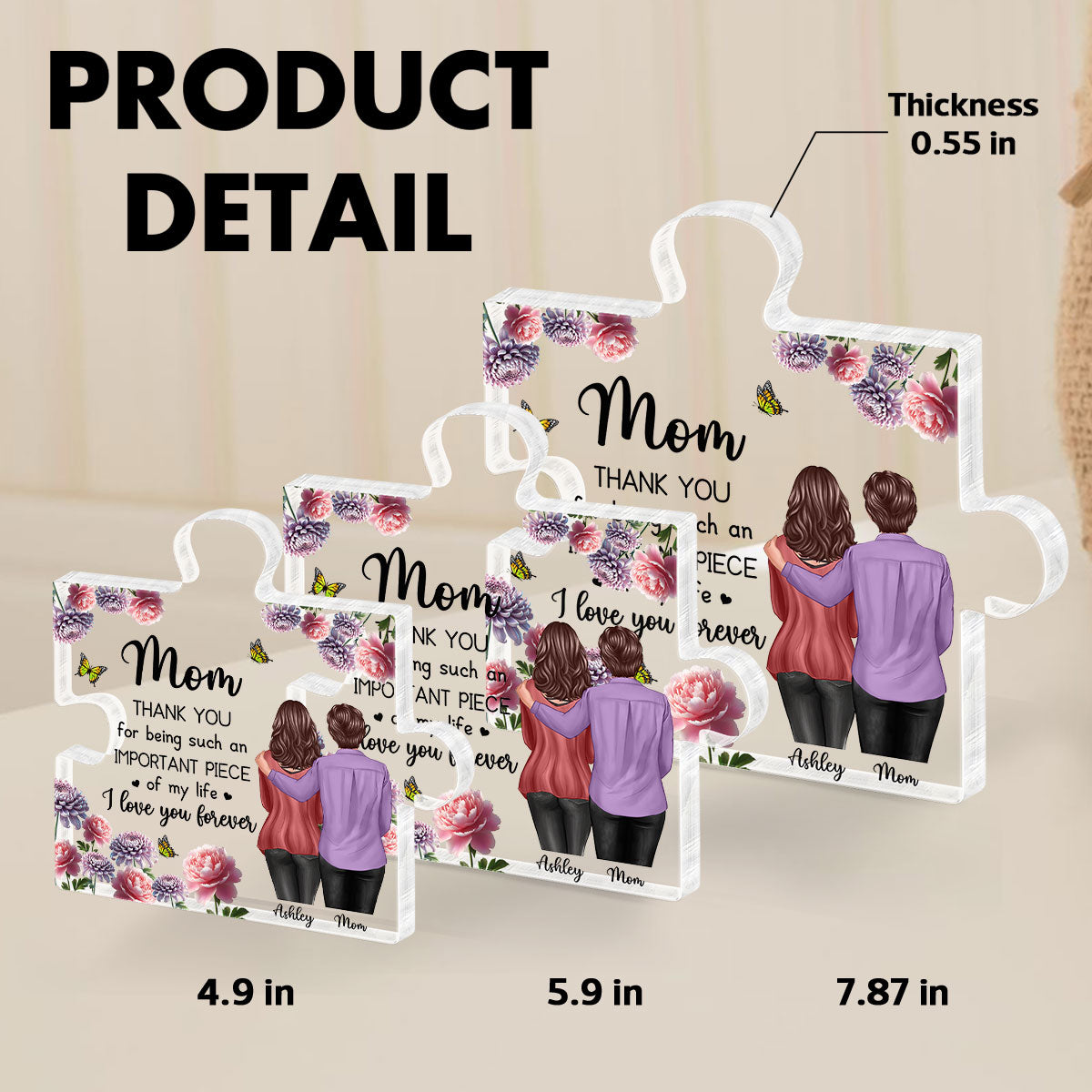 Mom I Love You Forever Birth Month Flowers - Personalized Acrylic Block Plaque - Heartfelt Gift For Mom, Grandma