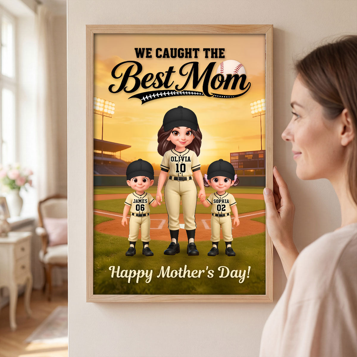 We Caught The Best Baseball Mom - Personalized Poster - Mother's Day Gift For Baseball Mom, Wife