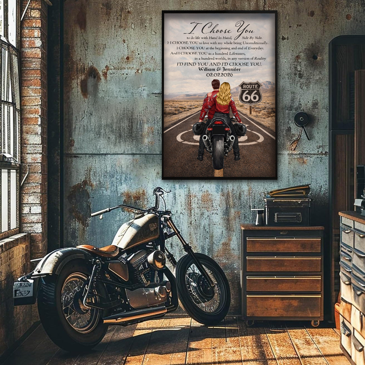 I Choose You Biker Couples - Personalized Poster - Sentimental Anniversary Gift for him, for her