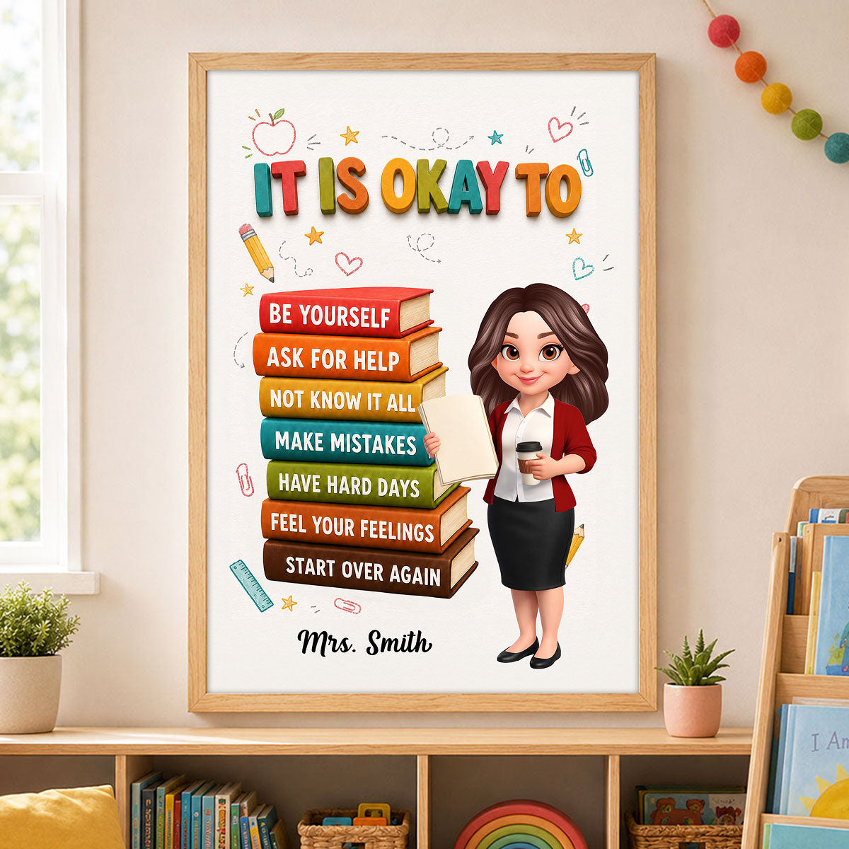It Is Okay To Feel - Personalized Poster - Calm Down Corner, Teacher Decor for Classroom