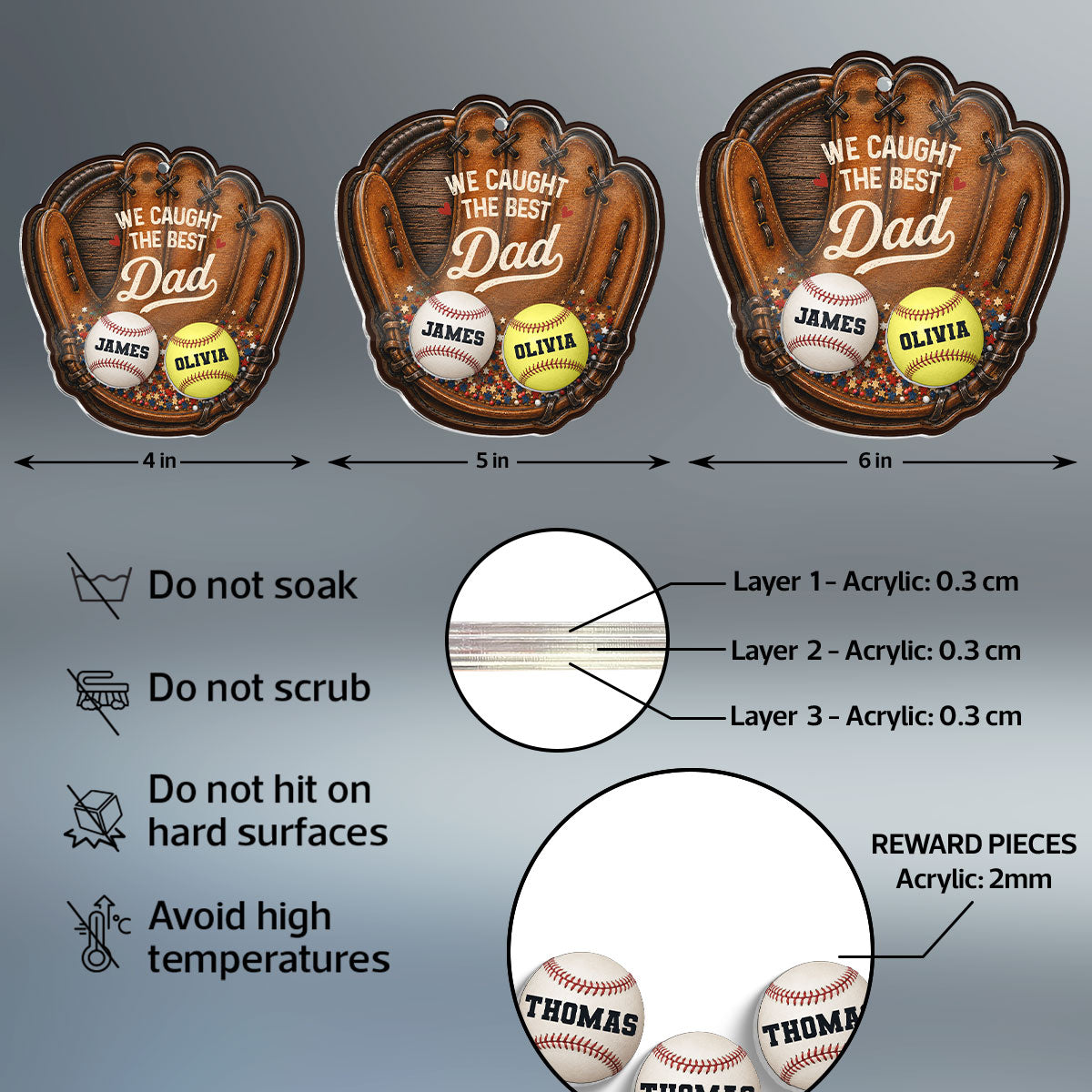 We Caught The Best Dad Baseball In Glove - Personalized Shaker Car Ornament - Father's Day Gift For Baseball Dad