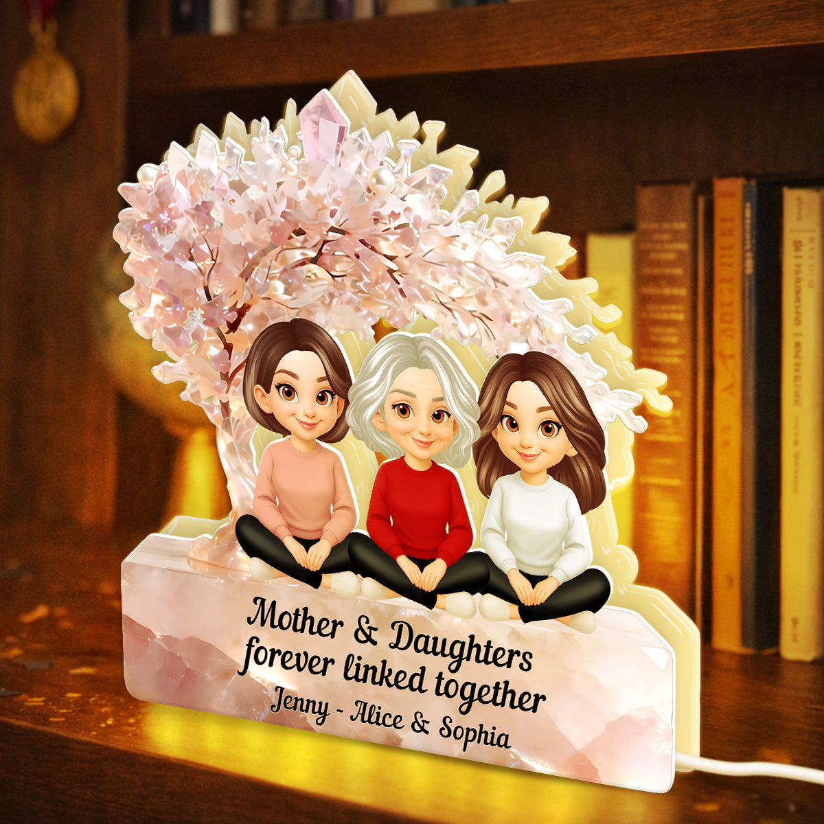 Mother And Daughter Forever Linked Together - Personalized Light Box - Heartfelt Gift For Mom, Grandma