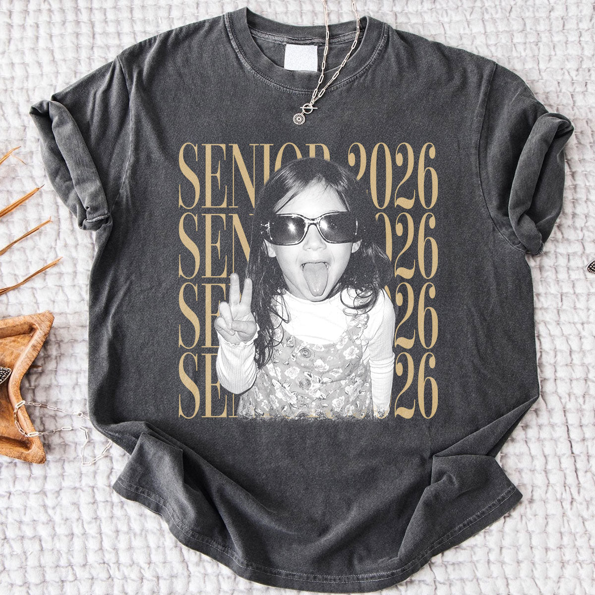 Retro Vintage Photo And Year Senior - Personalized Shirt - Custom Graduate Picture Shirt, Graduation Gift, Family Matching Shirt Graduation Party Celebration