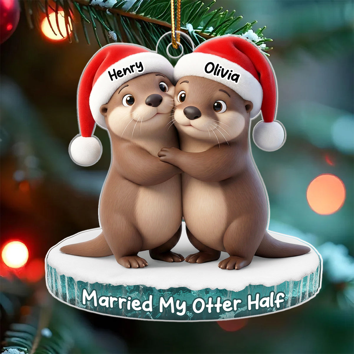Married My Otter Half - Personalized Acrylic Ornament - Unique Christmas Gift For Him, For Her, For Couple