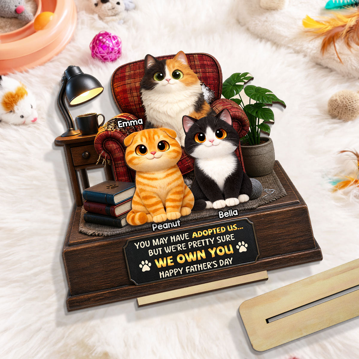 Pretty Sure We Own You - Personalized 2-Layered Wooden Plaque - Funny  Gift for Cat Dad