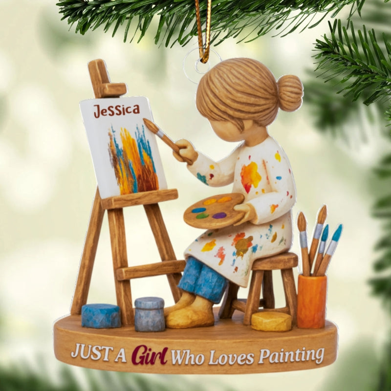 Just A Girl Who Loves Painting - Personalized Acrylic Ornament, Thoughtful Christmas Gift for Artist, Painter, Art Teacher Decor