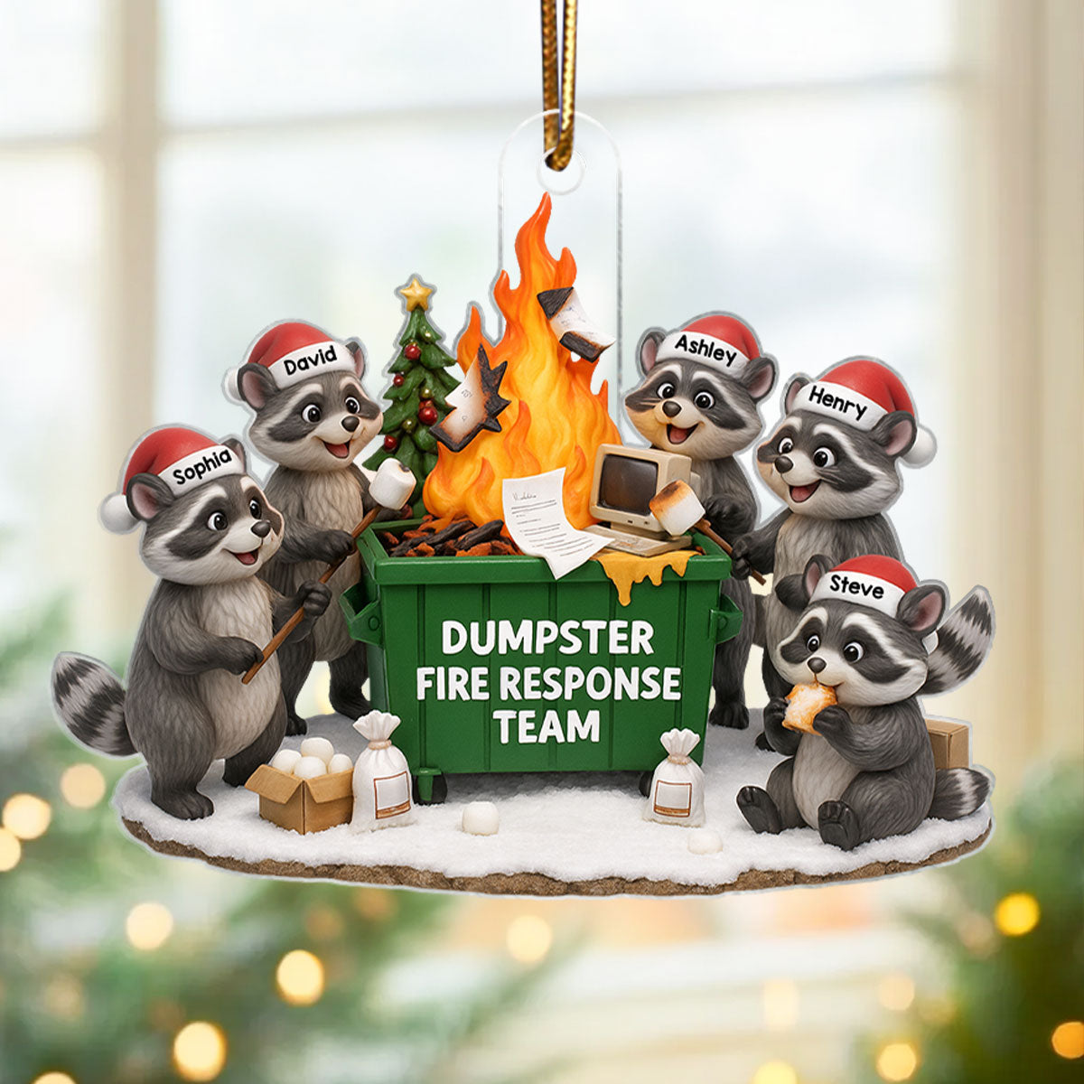 Dumpster on Fire Response Team - Personalized Acrylic Ornament - Funny Christmas Gift for Coworkers, Employees, Work Besties