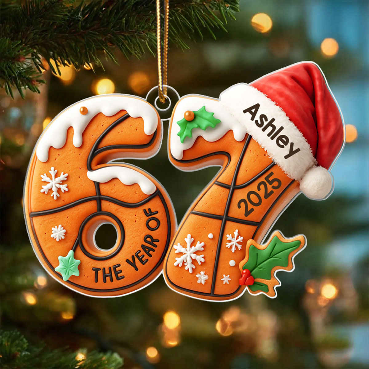 Gingerbread 67 Sports - Personalized Acrylic Ornament - Christmas Gift for Kid, Grandkids