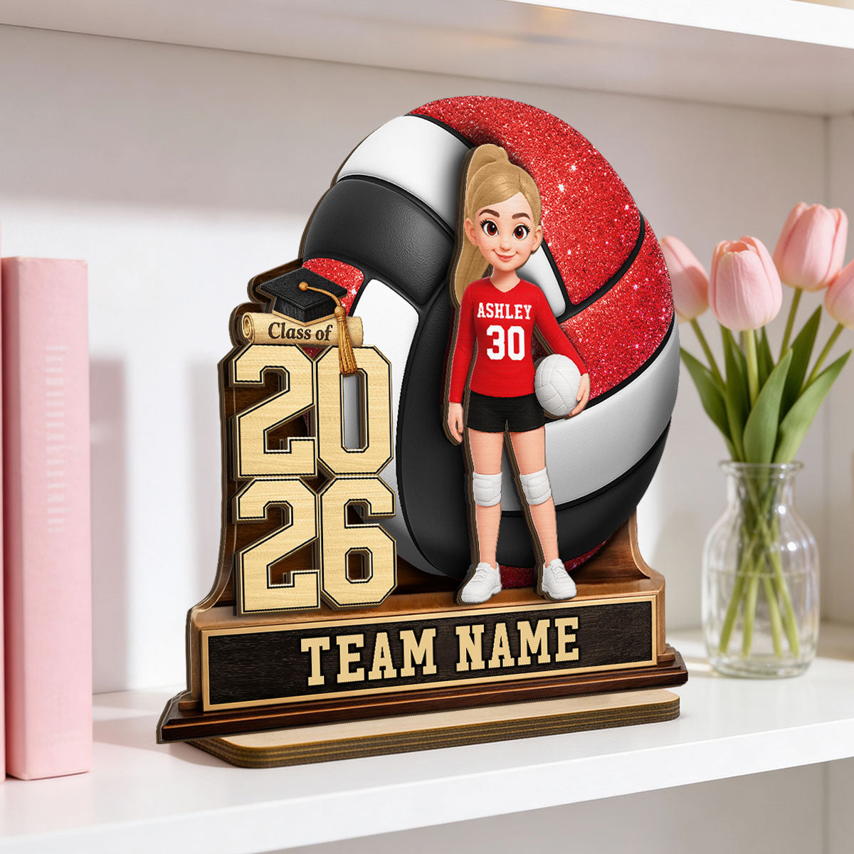 Volleyball Senior Keepsake 2D Flat - Personalized 2-Layered Wooden Plaque - Graduation Gift For Daughter, Graduates, Class of 2026
