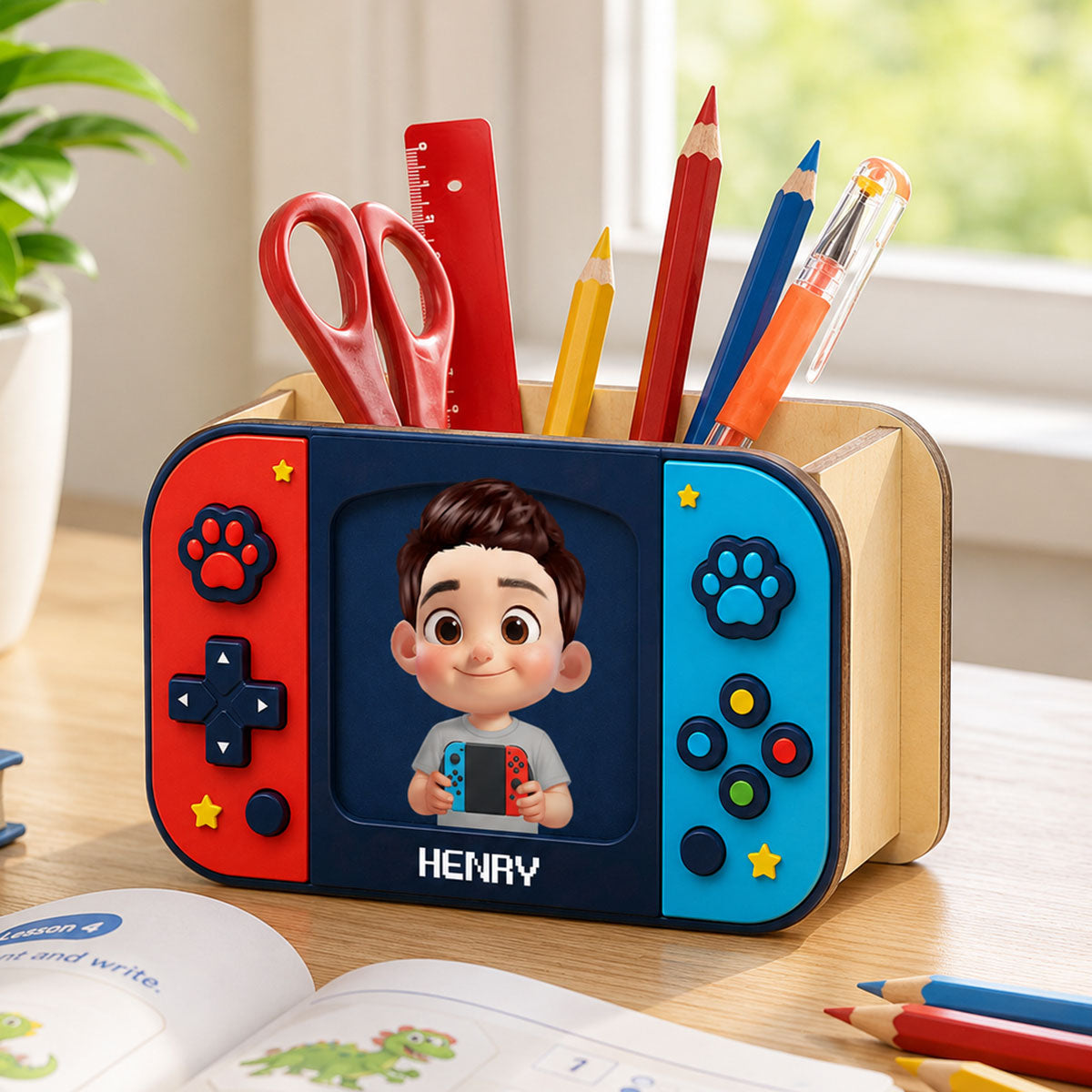Happy Gamer - Personalized Pencil Holder - Back To School Gift For Kid, Girl, Boy