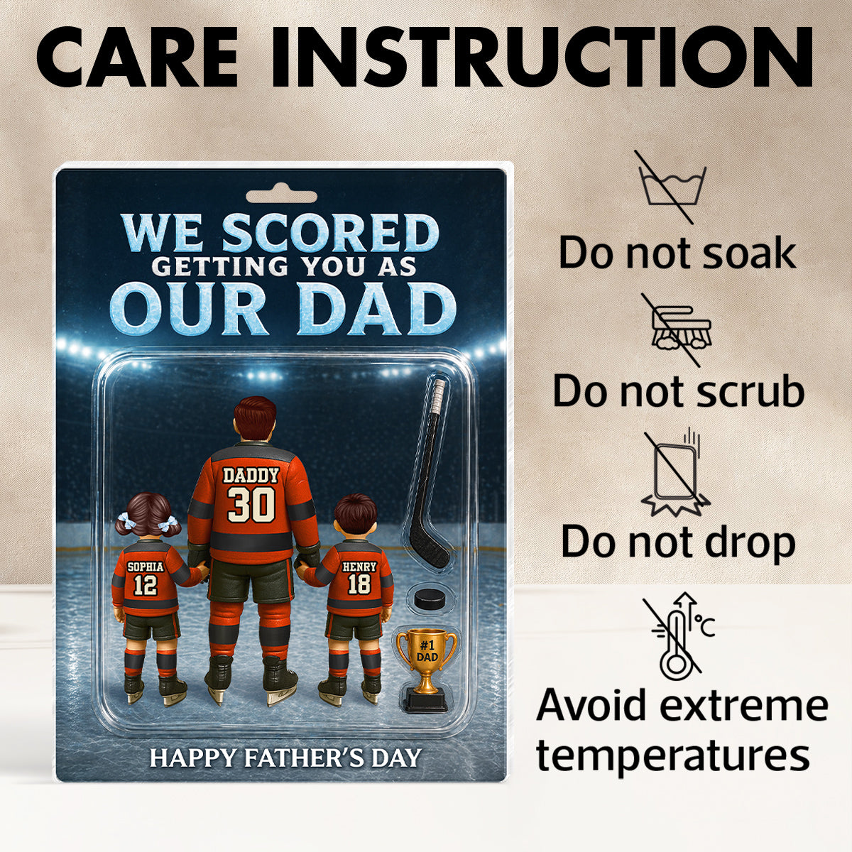 Hockey Dad We Scored Getting You As Our Dad - Personalized Acrylic Block Plaque -  Gift For Hockey Dad, Husband