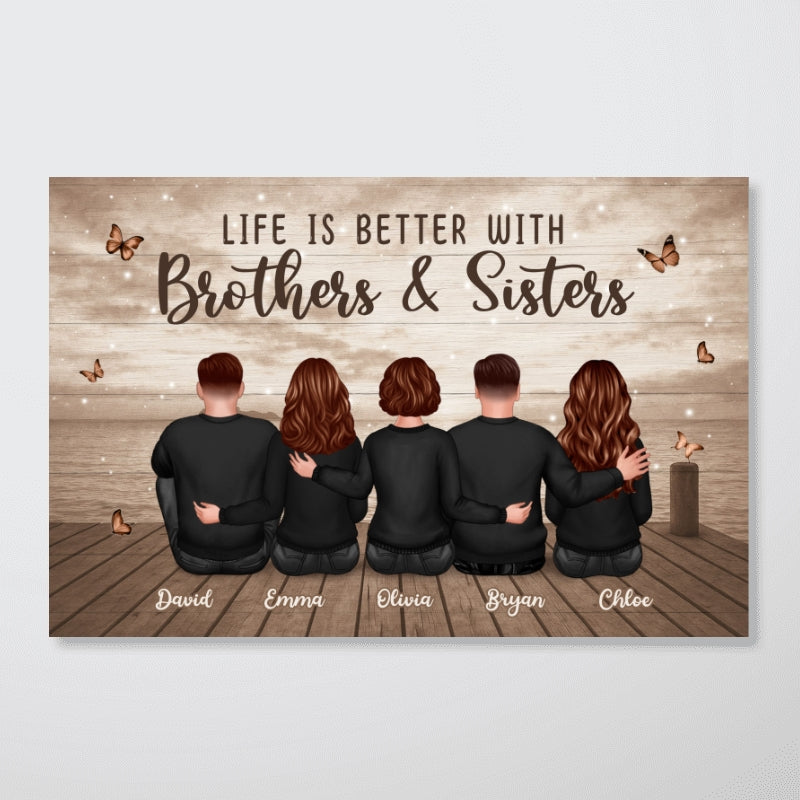 Family Siblings Besties Retro Wall Art - Personalized Poster - Sentimental Gift for Loved Ones