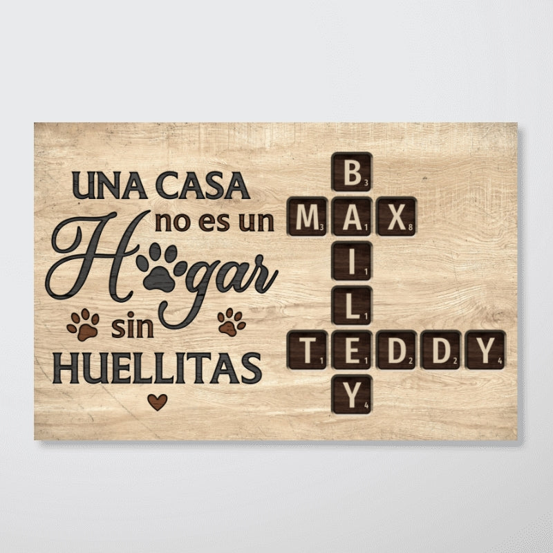 Una Casa No Es Un Hogar Sin Huellitas Crossword Puzzle Art - Personalized Poster - Spanish Version Home Decor For Pet Lovers