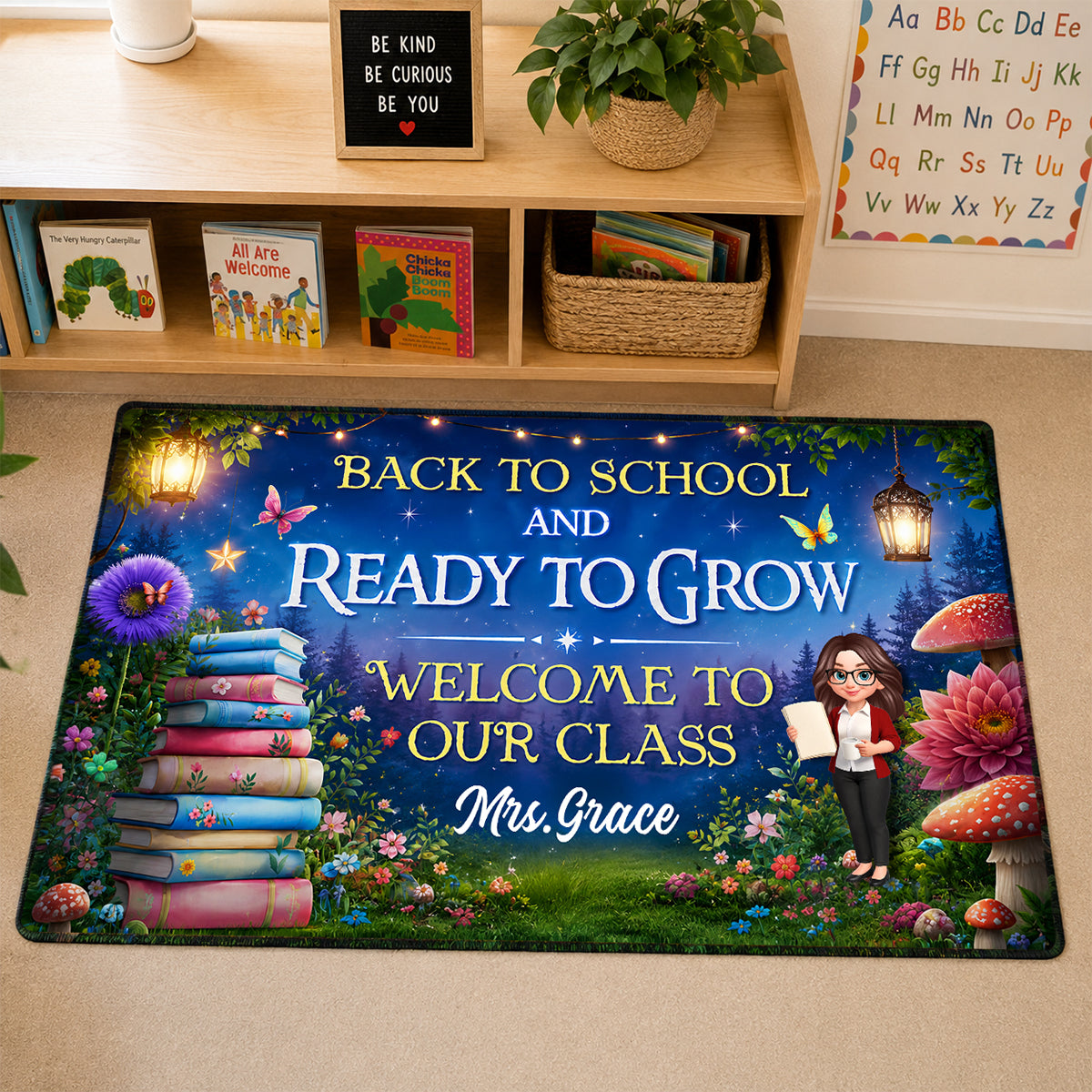 Back To School And Ready To Grow - Personalized Doormat - Back To School Gift For Teacher, Classroom Decor