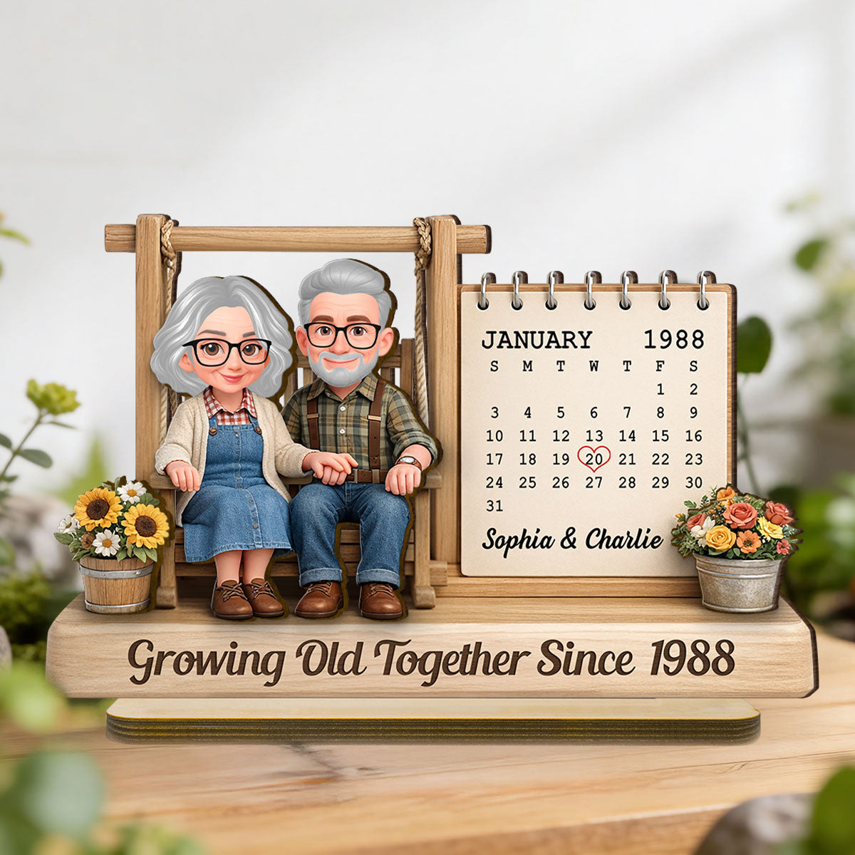 Couple Growing Old Together - Personalized Wooden Plaque - Sentimental Anniversary Gift for him, for her