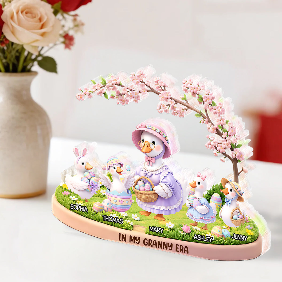 The Egg-cellent Grandkids In Granny Era - Personalized Acrylic Block Plaque - Easter Decor Gift For Grandma
