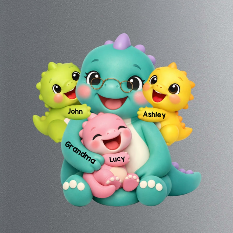 Colorful Cute Grandmasaurus Like Normal Grandma But More Awesome - Personalized Acrylic Fridge Magnet - Gift For Grandma