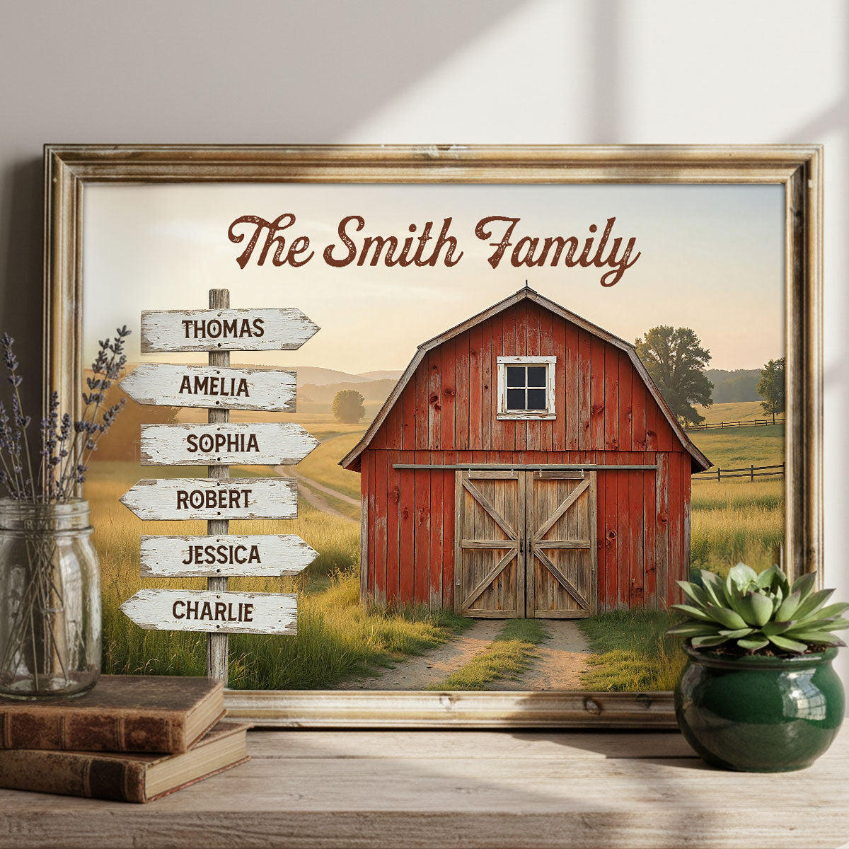 Nostalgia Barn House Family Sign Posts - Personalized Poster - Gift For Family, Farmhouse Decor