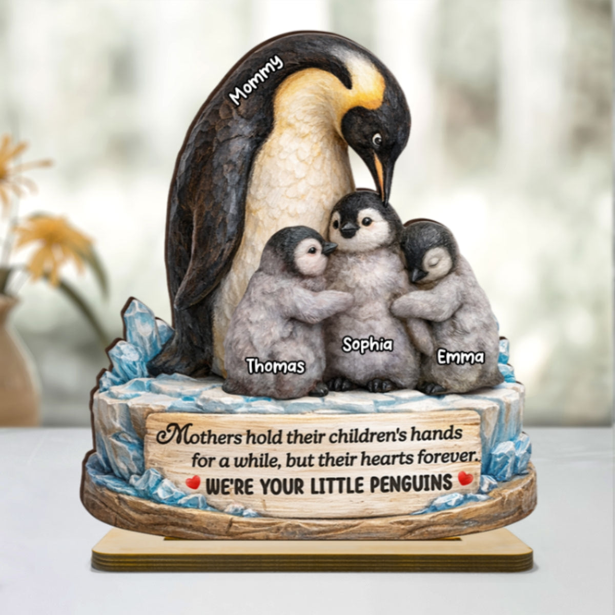Mothers Hold Children's Hearts Forever - Personalized 2-Layered Wooden Plaque - Heartfelt Mother's Day Gift for Mom, Wife