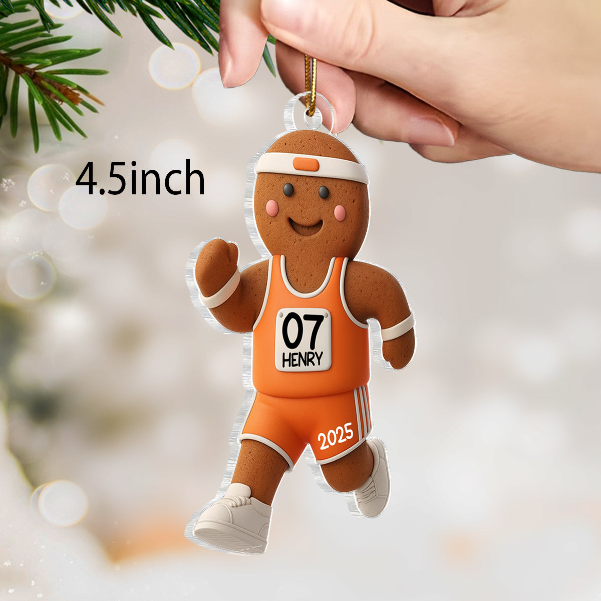 Runner Gingerbread Marathon - Personalized Acrylic Ornament - Unique Christmas Gift For Runners