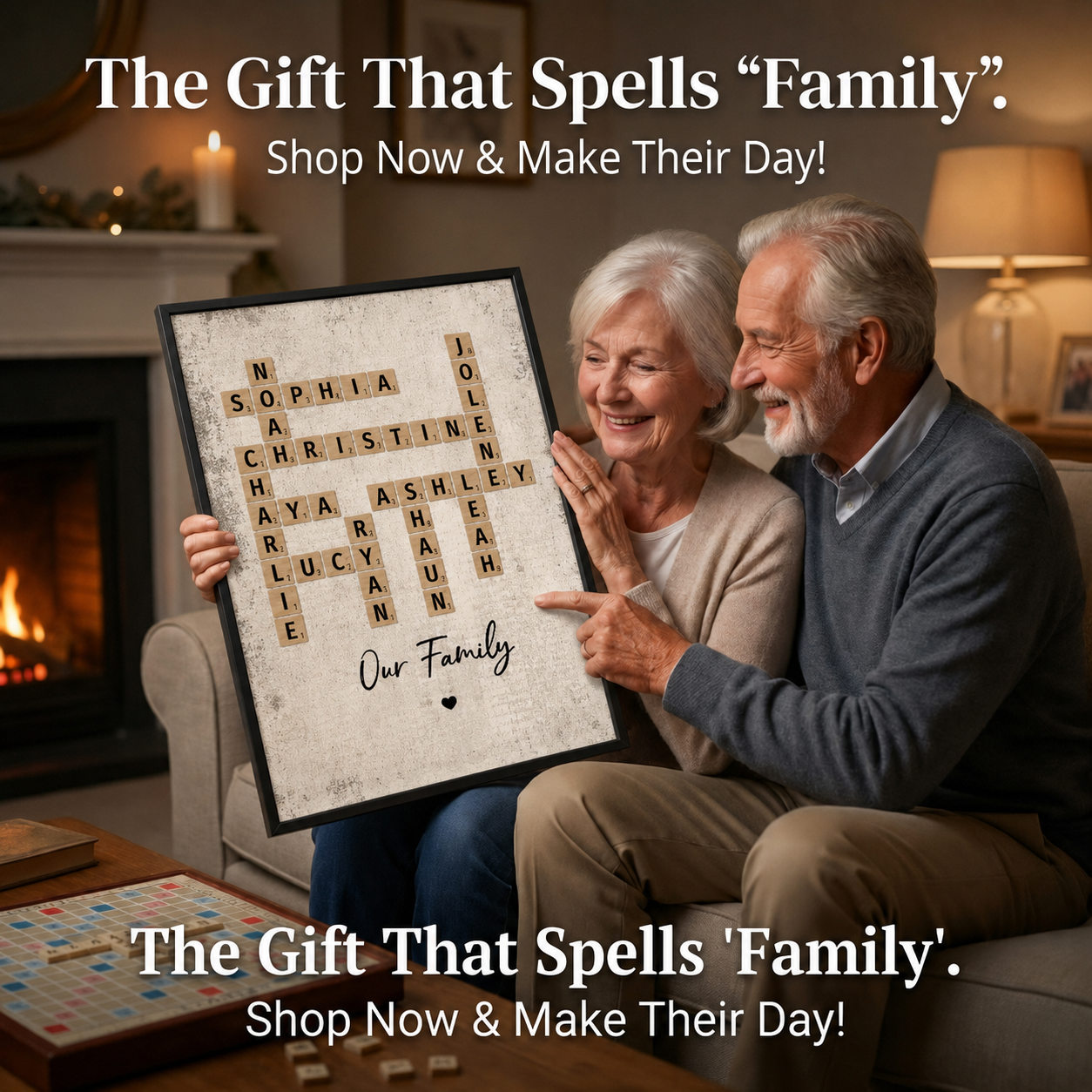 Family Crossword Art - Created In A Moment, Treasured Forever - Personalized Poster